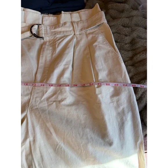 Banana Republic Belted Wide Leg Pants Size 18 Beige Paper-bag Pleated Waist - Picture 9 of 9